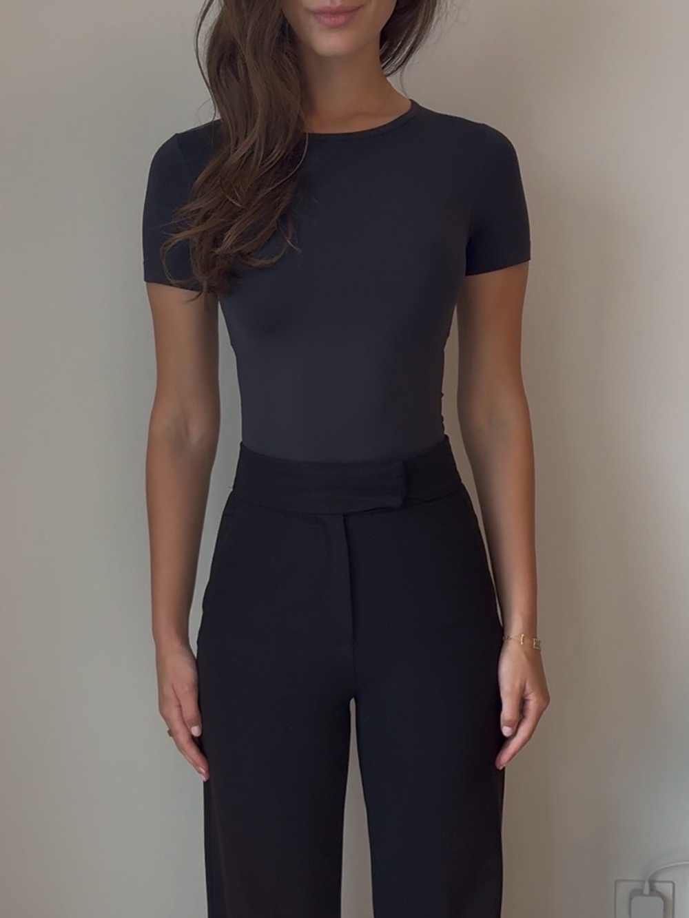 SKIMS Black Short-Sleeve Shirt
